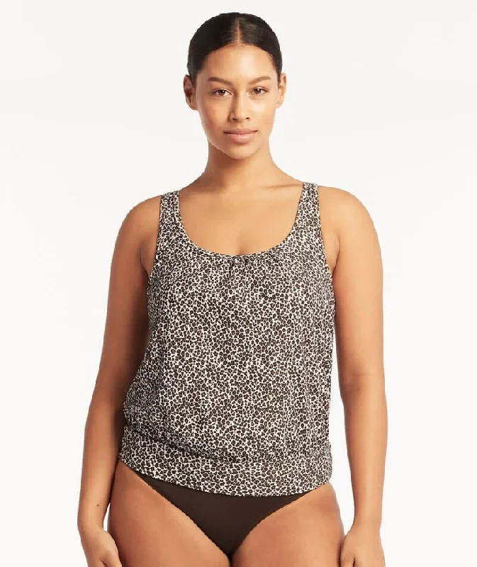 Sea Level Wild Cat Blouson A-DD Cup Tank Singlet Top - Espresso