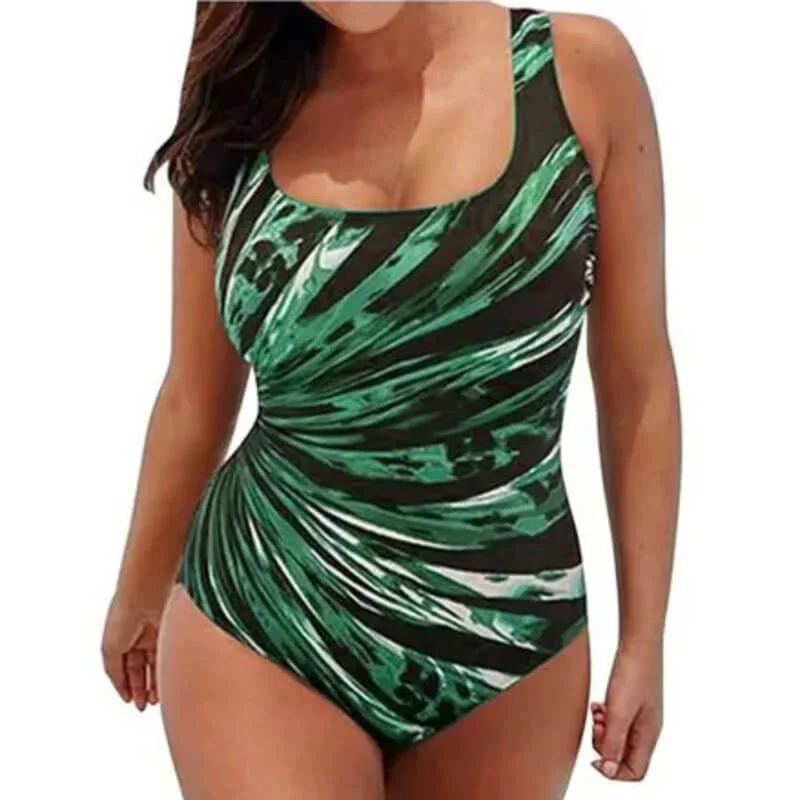 Sexy Striped Plus Size Swimwear With Built in Bra