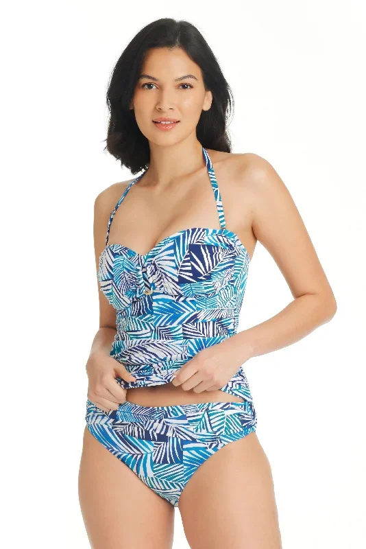 Shady Days Draped Bandeau Tankini Top