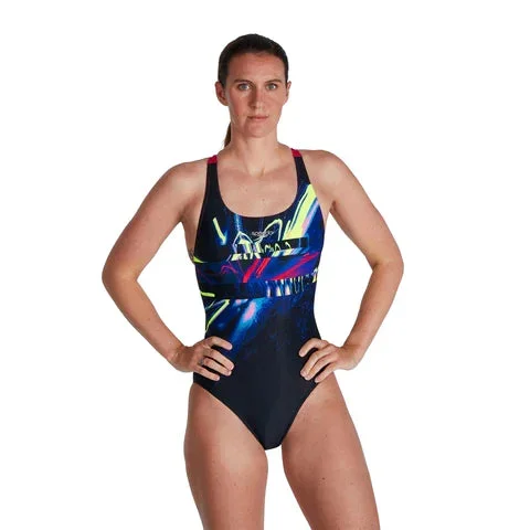 Speedo - Women's Swimsuit Placement Powerback Black/Purple