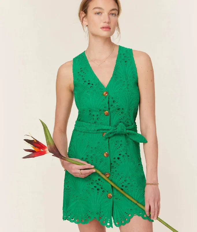 The Navarino Dress - Eyelet - Emerald