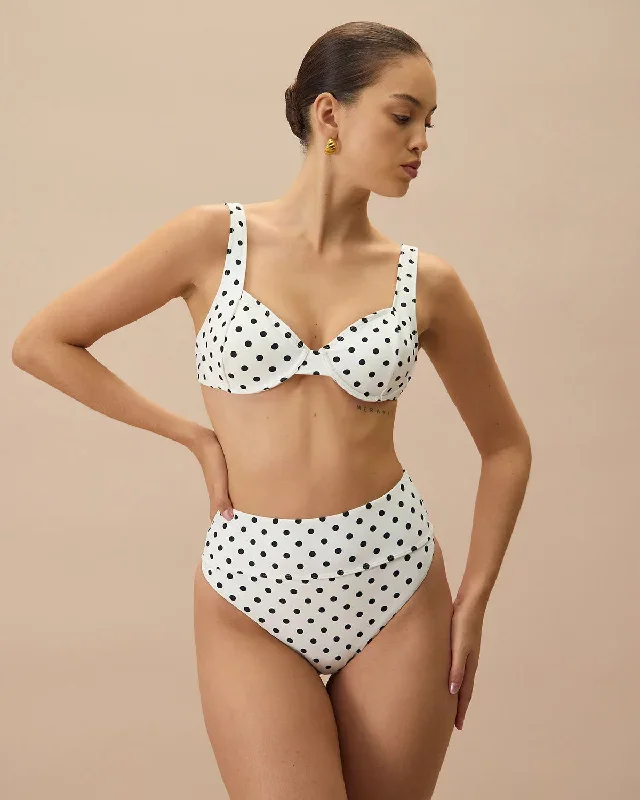 The White Polka Dot Underwire Bikini Top