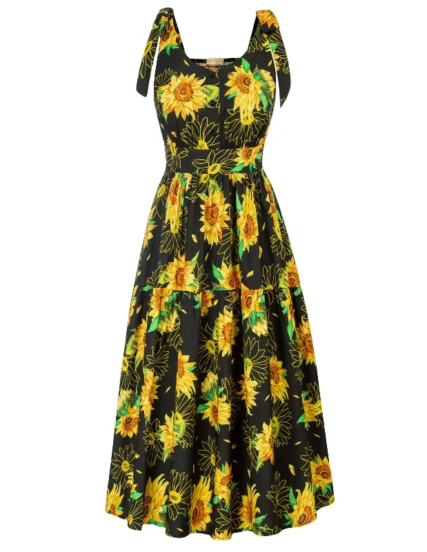 Seckill OfferFloral Printed Tiered Midi Dress Sleeveless V-Neck Defined Waist A-Line Dress