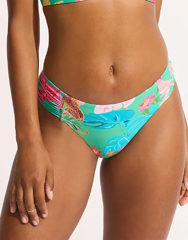 Tropica Ruched Side Retro Bikini Pant - Jade