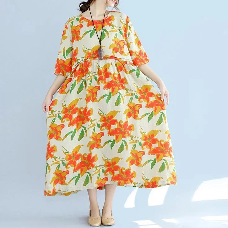 vintage-orange-floral-linen-maxi-dress-plus-size-patchwork-gown-new-bracelet-sleeve-caftans