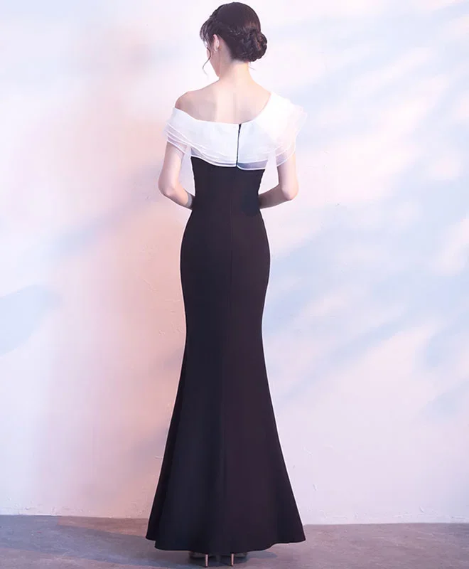 white-and-black-long-prom-dress-mermaid-evening-dress