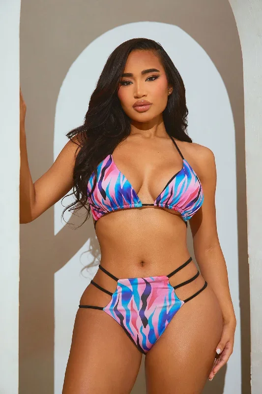 Wild Summer Fun Strappy 2 Piece Bikini - Pink/combo