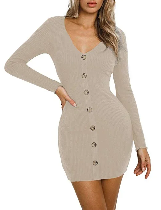 women-s-ribbed-knit-button-down-sweater-dress-v-neck-long-sleeve-bodycon-mini-pencil-dress